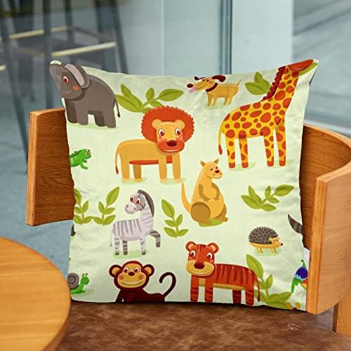 Conjunto VBFOFBV de 2 capas de travesseiro lombar, decorações suaves para decoração de fazenda em casa, Lion Zebra Monkey Giraffe Cartoon