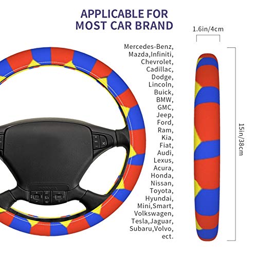 Cubos coloridos Velas de direção de fibra de carbono Adesivo 3D Botão da roda interna Tampa decorativa acabamento