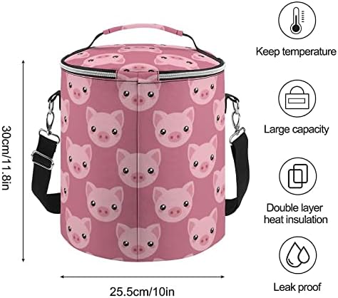 Pig Face Double Cooler Bag isolado à prova de vazamento portátil Saco de ombro de almoço portátil para piquenique no