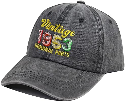 Funny Vintage 1953 Hat de partes originais, algodão lavado ajustável 70 Capace de beisebol de aniversário para homens homens