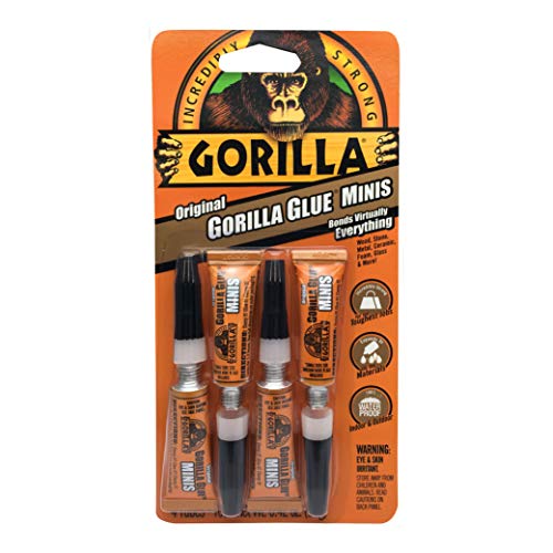 Gorilla minis, cola de poliuretano à prova d'água original, quatro tubos de 3 gramas, marrom,