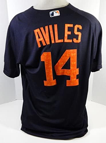 Detroit Tigers Mike Aviles 14 Game usou Jersey Spring Training P 48 9 - Jogo usado MLB Jerseys