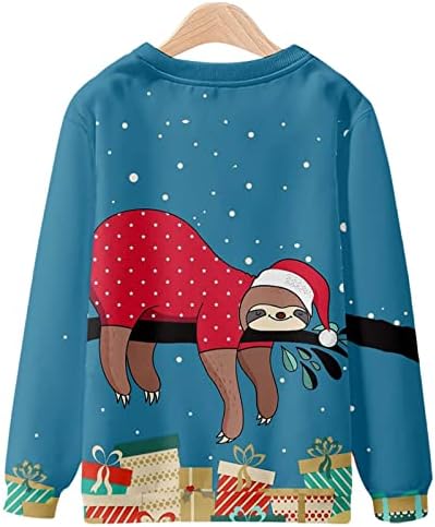 Moletom de Natal feio para homens de Natal o pescoço de manga longa suéter moderno casual Papai Noel Tops de pulôver