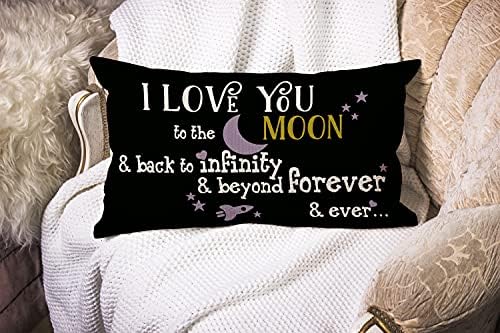 M-qizi Eu te amo para a lua e a capa do travesseiro de back-thon, 12 x 20 polegadas, caixa de almofada decorativa de galáxia,