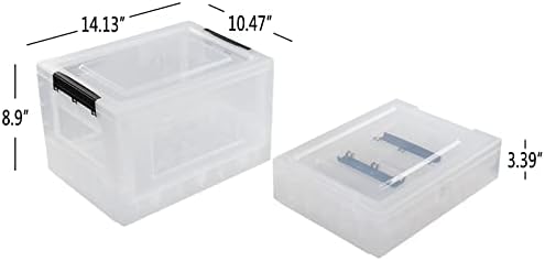 Gloreen 16 quart dobrando caixa de armazenamento lixeira com tampa, 2 pacote de armazenamento colapsível transparente caixa