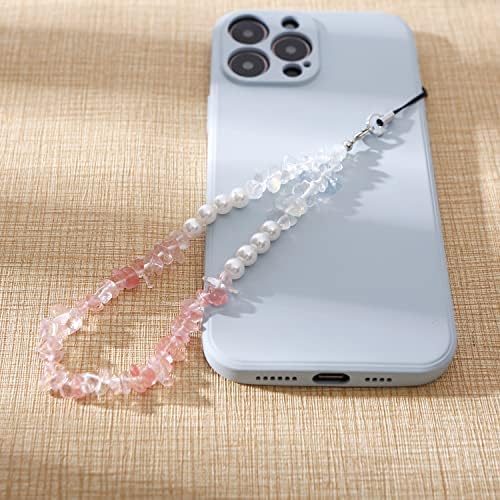 Derlxas Phone Charms Chain, Cellone Phone Sulnyard pulsep Strap artesanal cristais naturais gemstone capa de pérola