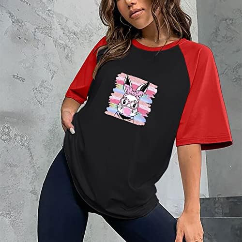 T-shirt feliz da Páscoa para mulheres tops de coelho fofos de coelho