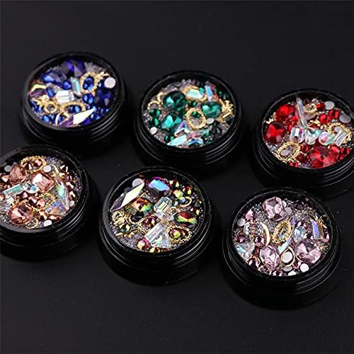 1Box ​​Unh Nail Art Bads Mix-cor de jóias de jóias mistas Presente de jóias 6 estilos de contas mistos DIY DIPS DIPS