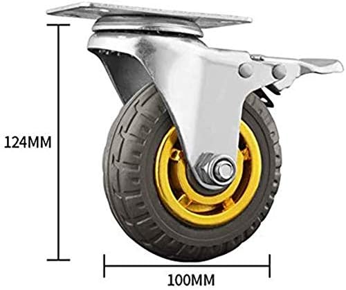 HJRD rodas de rodízio, 4pcsNoTerers Wheels de borracha de borracha silenciosa de serviço pesado 3/4 polegadas 400 kg Universal Bliplow