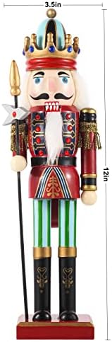 Surpresa Surnato de 4pcs Conjunto de ornamentos de quebra -nozes de Natal, Doll -soldados de quebra -nozes de madeira pintada