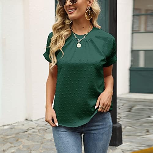 T-shirt de verão para mulheres 2023 Moda Moda Plus Solid Sleeve Sleeve redonda Blusa casual T-shirt Tops