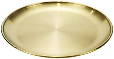 FAOTUP 2PCS 5.51+6,69 polegadas Diâmetro Bandeja de ouro em aço inoxidável redonda decorativa, bandeja de servir de ouro moderno,