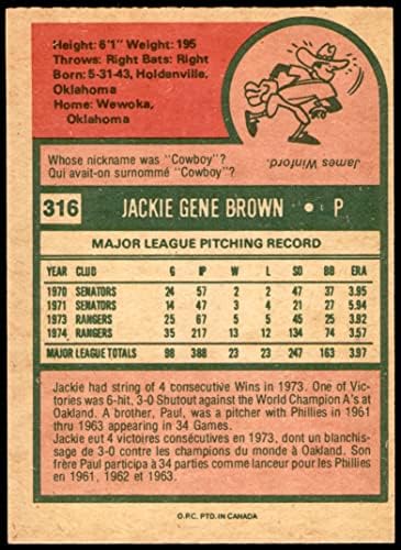 1975 O-Pee-Chee 316 Jackie Brown Texas Rangers NM Rangers