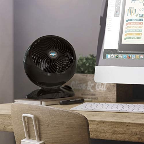 Vornado 5303 Fã de circulador de ar de quarto inteiro com controles montados na base, configurações de 3 velocidades, fluxo de