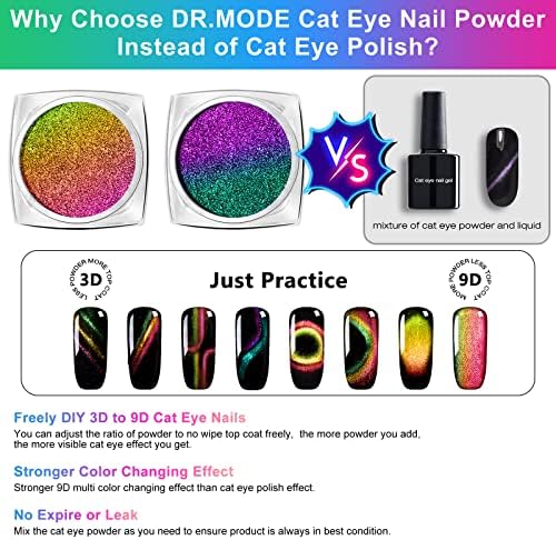Prego de unha magnética do olho de gato 9d Presentes de pó para mulheres, pó de olho de gato que muda de cor para unhas de gel