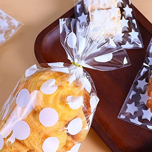 Sacos de celofane doces, 5x8 em sacolas de biscoito com gravatas, 100 PCs tratam sacos para embalagem de presentes, padaria, biscoito,