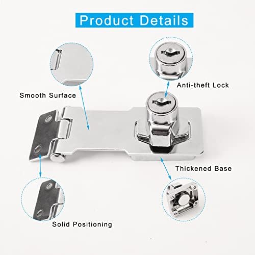 Axuansor 2 Pacote HASP Bloqueios HASP 3 polegadas Twist Twist com chave travada HASP Padlock trava Hasp Hasp trava