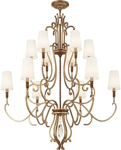 Metropolitan N6559-690 Magnolia Manor Chandelier, 12 luzes 720 Watts, ouro pálido com bronze angustiado