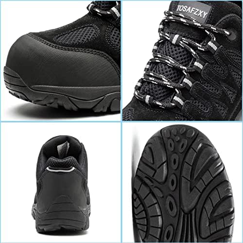 Sapatos de segurança de tosafzxy para homens, sapatos de trabalho à prova d'água, compostos de punção com compósito de punção de punção