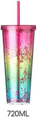 Miniso Glitter Glitter Coffee Tumblers com tampa e palha 24 oz de parede dupla copo de café gelado copo de copo de plástico BPA REUSIVENTE REUSIVENTE GRANHEIR