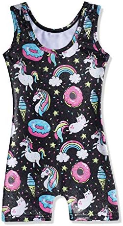 HOZIY GYMNATICS FLARAÇÕES PARA MENINAS COM CORTES BIKETARS BIKETARDS RAINBOW UNICORN DINOSAUR DINOSAURA MERMAID LEOPARD DONUT