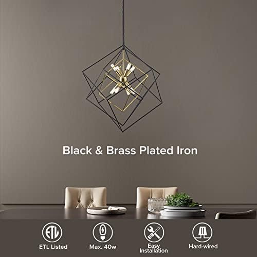 GZBTECH 8-LIGHT MODERN GEOMETRICS CHANDELIER, INFERIOR IRIR INDUSTRIAL DE IRION E BLACK E IRIR