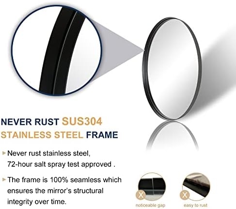 Andy Star Black Oval Mirror - Limpando a venda! Aço inoxidável emoldurado 2 Espelho de banheiro profundo, design