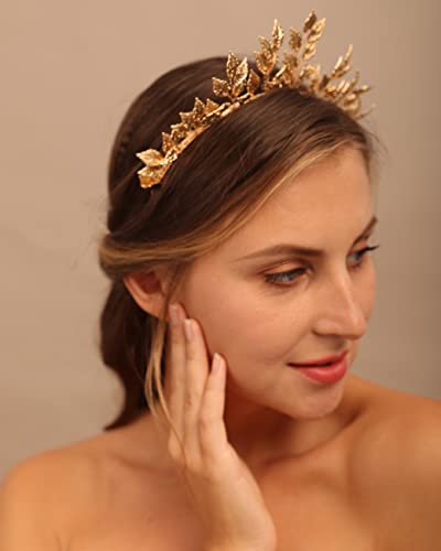 Yertter vintage Gold Silver Leaf Crown Tiara Queen Cabelo Cabelo Cabelo Cabelo Cabelo Chaeiro Acessórios para Cabelo Coroas de Casamento