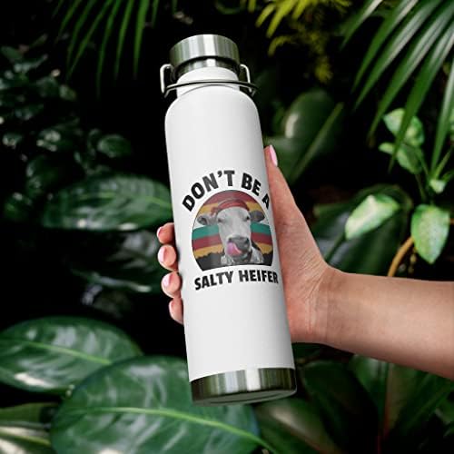 Garrafa isolada de vaccum de cobre 22oz de novilhas humorísticas ilustração Salty Declarações de salgadinhas Vaca engraçada hilariante grelhada azul / 22oz