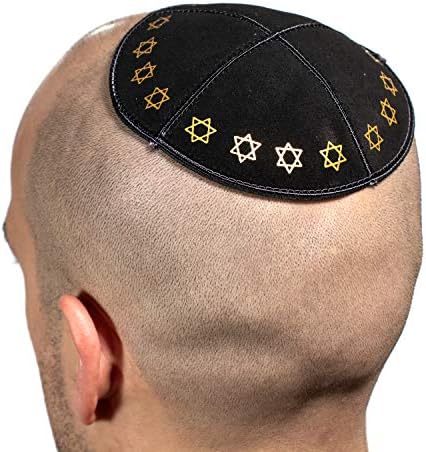 e Kippah de couro dourado prateado yarmulke judeu yamaka kippa israel tap judaica
