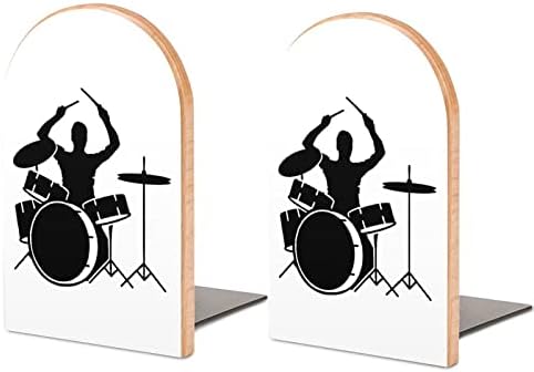 Drummer e bateria Booknds Livros de madeira estamada decorativa termina para o pacote de 1 par de 1 par