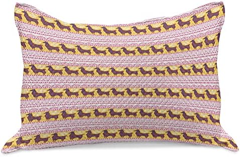Ambesonne Oriental malha de colcha de travesseiros, alpaca ornamental ou llama, capa padrão de travesseiro de tamanho