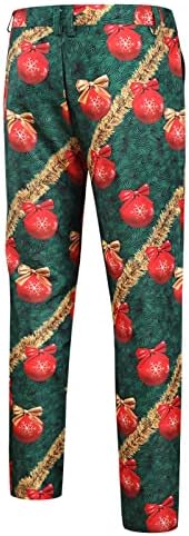 Beuu Men Christmas Imprimir Impressão Blazer Casaco Blazer Casaco e Calças Botões Slim Casual Cardigan de bolso de lapela longa de manga longa