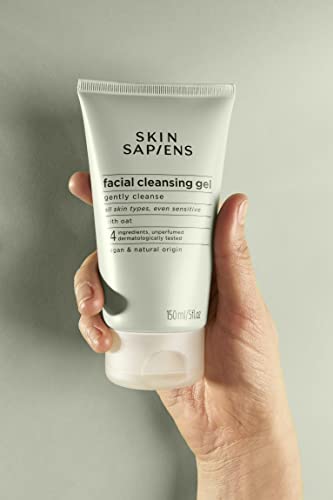 Pele Sapiens Gel de limpeza facial suave com aveia, lavagem de rosto natural sem perfume, para todos os tipos de pele, para homens