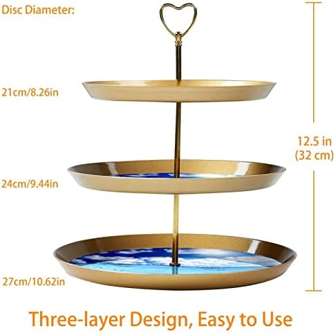Stand de bolo de 3 camadas, Torre de exibição de sobremesa de céu ensolarado azul, porta -cupcake de plástico para o cupcake