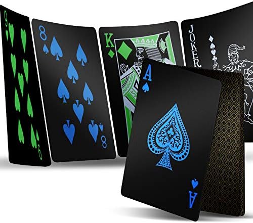 Interegear 2 decks Cartões de jogo de plástico, plástico preto preto tocando cartas de pôquer de cartões de luxo profissional de cartas para adultos