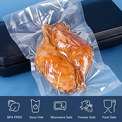 WGCC 100 quart tamanho 8 x 12 Sacos de selador de vácuo de 4mil para economia de alimentos, BPA Free e Puncture Prevention Vacuum Freezer Bags Sous Vide Bags, Grade Comercial, Preced, Ótimo para armazenamento, preparação para refeições, preparação