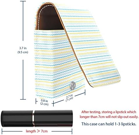 Mini estojo de batom com espelho para bolsa, ondas geométricas Organização de caixa portátil do padrão