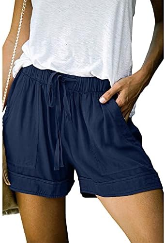 Shorts nidie para mulheres verão casual, algodão de linho shorts shorts soltos bolsos de ioga casual calças de ioga