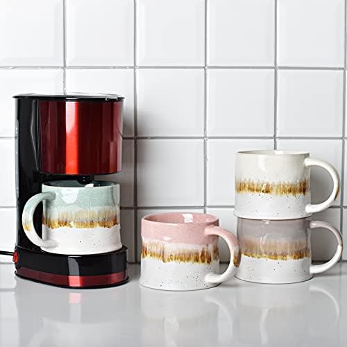 Conjunto de canecas de café de cerâmica média de Bosmarlin de 2, 15 onças, xícara de chá de grés grande para escritório e casa, lava -louças e cofre de microondas