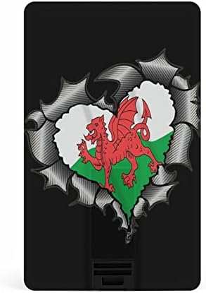 Metal Heart With Wales Welsh Flag Drive USB 2.0 32g e 64g Cartão de vara de memória portátil para PC/laptop