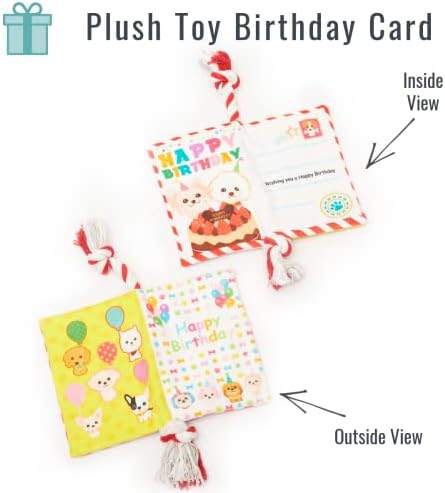 Pet London Card Feliz Aniversário Crinkle Dog Toy - Trug de corda And Agrades - Celebre o aniversário do cachorro ou adoção - Presente