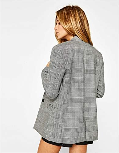 Andongnywell Women's Plaid Jacket Button Sicted Outwear Trabalho Blazer sobretudo