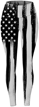 4 de julho Alta de cintura de cintura para mulheres American Flag Yoga Leggings Ultra Mold Brughed Strech