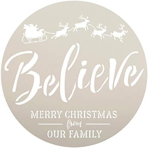 Round Believe Script Cursivo Estêncil por Studior12 | NOSSA FAMÍLIA Feliz Natal Renome do trenó do Papai Noel | Modelo