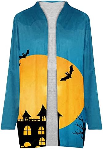 Mulheres abertas do cardigan halloween impressão elegante encolhe os ombros longos blusas de xale tops