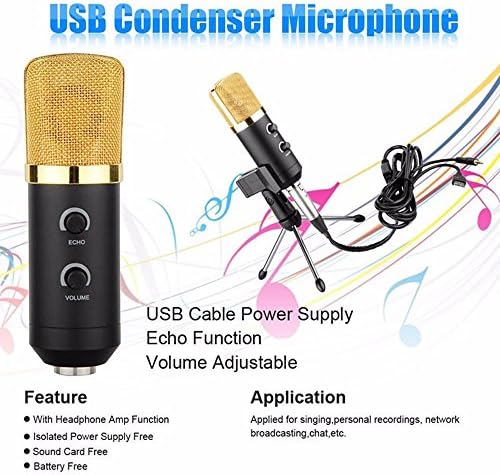 Langboss USB Wired Condenser Studio Microfone Sound com Stand para cantar, gravação pessoal, transmissão de rede, bate