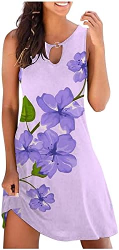 2023 Vestidos sem mangas de verão para mulheres de praia Camiseta casual T-shirt Sundress Floral Butterfly Impresso Soly Fit Mini Dress