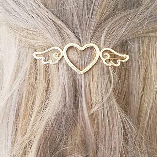 Olbye Heart Clip Gold Angel Angel Wing Barrette Snap Hair Hair Acessórios para mulheres e meninas