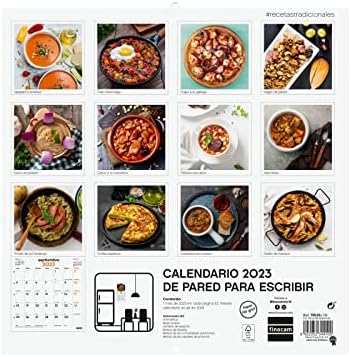 Finocam - Calendário 2023 Imagens de parede 30x30 Para escrever janeiro de 2023 - dezembro de 2023 Receitas espanholas